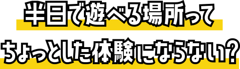 半日で遊べる場所ってちょっとした体験にならない？